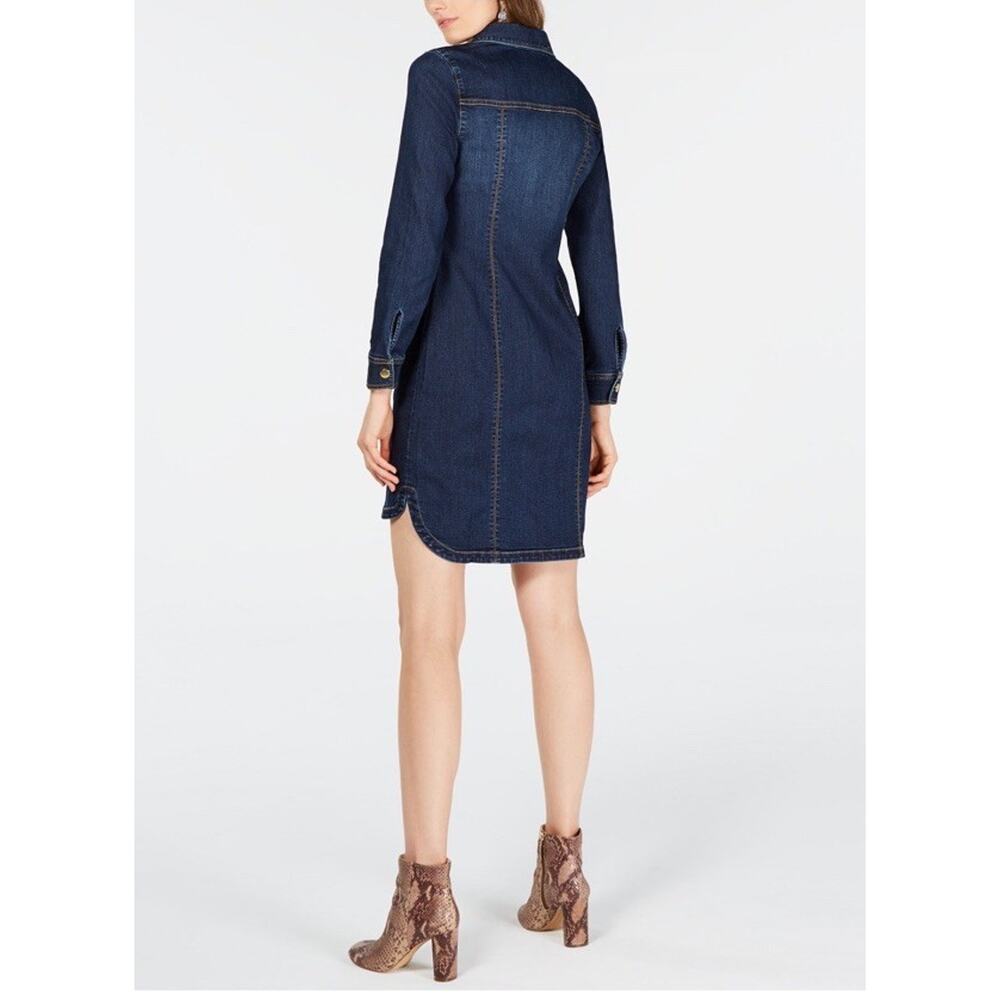 Denim Button Front Shirt Dress Casual Long Sleeve Size 8 - Picture 2 of 8